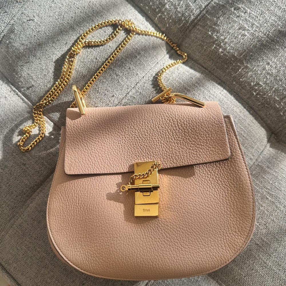 Chloe Blush Crossbody Bag with Gold Chain